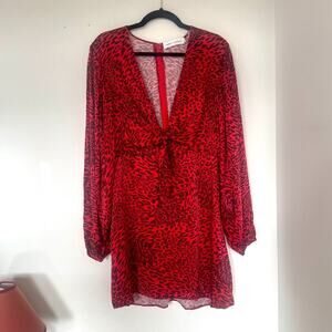 NWOT Fame & Partners Red Leopard Print Long Sleeve Mini Dress